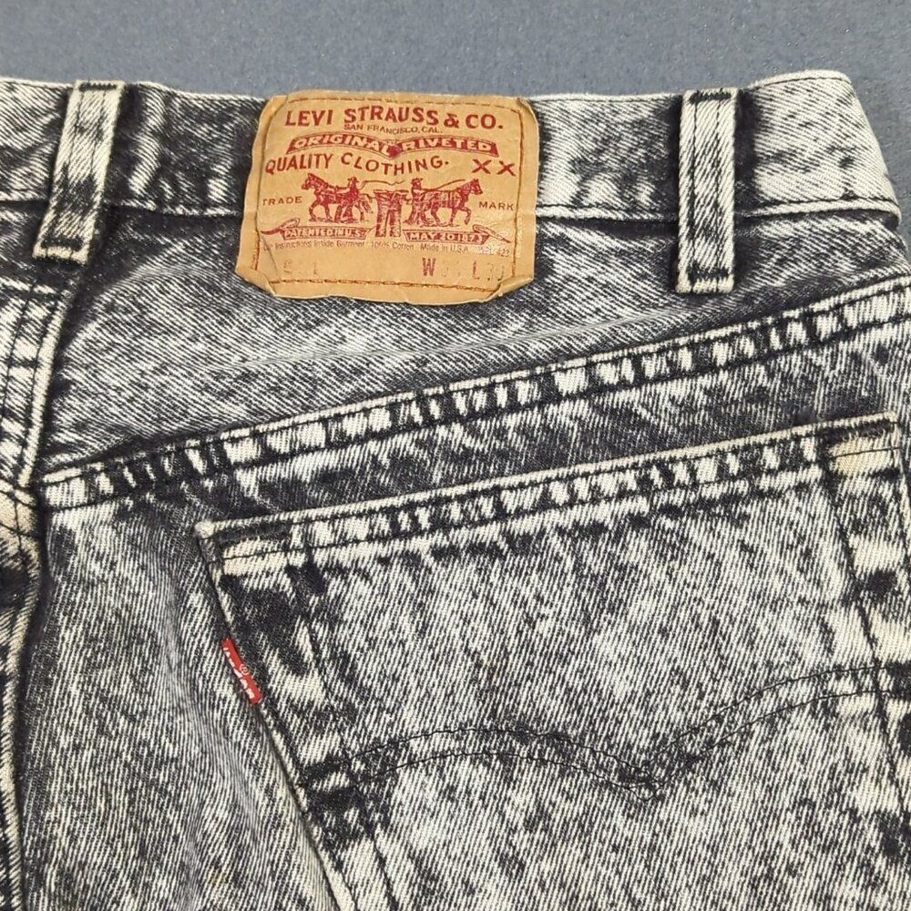 Levi's VTG Jeans Men's 34x30 Fits 32x29 Black Acid Wash 501 Straight Made In USA